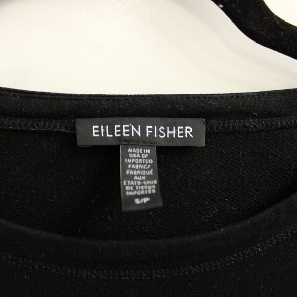 Eileen Fisher Tencel Lyocell Long Sleeve Scoop Neck Oversized Shirt Small Black - Picture 2 of 3